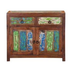 Rainbow Indian Reclaimed Wood 2 Drawer Rustic Small Buffet Cabinet Rainbow Indian Reclaimed Wood 2 Drawer Rustic Small Buffet Cabinet