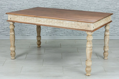 Indian Hand Mughal Garden Indian Solid Wooden Dining Table Whitewash 150x90x78cm Indian Hand Mughal Garden Indian Solid Wooden Dining Table Whitewash 150x90x78cm