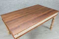 Indian Hand Mughal Garden Indian Solid Wooden Dining Table Whitewash 150x90x78cm Indian Hand Mughal Garden Indian Solid Wooden Dining Table Whitewash 150x90x78cm