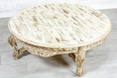 Indian Hand Carved Mughal Garden Solid Wooden Hall Table Coffee Table 130x130x45cm White Indian Hand Carved Mughal Garden Solid Wooden Hall Table Coffee Table 130x130x45cm White