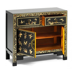 Golden Dragon Oriental Painted Solid Wood Black Gold Sideboard 90x40x84cm Golden Dragon Oriental Painted Solid Wood Black Gold Sideboard 90x40x84cm