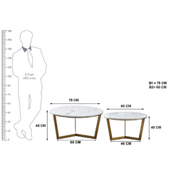 The Attic Eve Marble and Metal Set of 2 Coffee Tables Gold The Attic Eve Marble and Metal Set of 2 Coffee Tables Gold