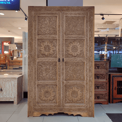 Indian Hand Carved Solid Wooden Cupboard Wardrobe D47 Indian Hand Carved Solid Wooden Cupboard Wardrobe D47