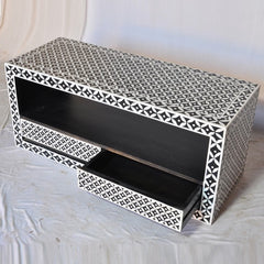 Bone Inlay Star Geometrical pattern TV Unit Black Bone Inlay Star Geometrical pattern TV Unit Black