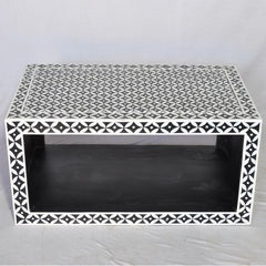 Bone inlay Star Geometrical pattern Black Coffee Table Bone inlay Star Geometrical pattern Black Coffee Table