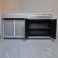 Bone inlay Star Geometrical pattern Black Sideboard Bone inlay Star Geometrical pattern Black Sideboard