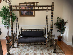 Antique Indian Hand Carved Black and Gold Painted Swing Antique Indian Hand Carved Black and Gold Painted Swing