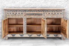 Indian Hand Carved Solid Wooden 3 Door & 3 Drawers Sideboard whiewash and grey 01 Indian Hand Carved Solid Wooden 3 Door & 3 Drawers Sideboard whiewash and grey 01