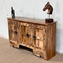 Indian Handmade Carved Solid Hard Wood 2Doors Sideboard Natural Indian Handmade Carved Solid Hard Wood 2Doors Sideboard Natural