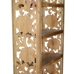 Carved Oasis Hand Carved Mango Wood Floral Carvings Wooden Bookcase Bookshelf Carved Oasis Hand Carved Mango Wood Floral Carvings Wooden Bookcase Bookshelf