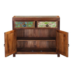 Rainbow Indian Reclaimed Wood 2 Drawer Rustic Small Buffet Cabinet Rainbow Indian Reclaimed Wood 2 Drawer Rustic Small Buffet Cabinet
