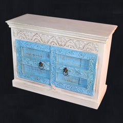 Antique Indian Old Door Sideboard Blue Antique Indian Old Door Sideboard Blue