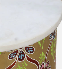 Shanti Surprise Solid Wood End Table In MultiColour With Marble Top Shanti Surprise Solid Wood End Table In MultiColour With Marble Top