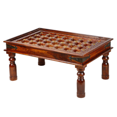 Mogra Antique Brass Work Coffee Table With Brass Work And Glass Top Mogra Antique Brass Work Coffee Table With Brass Work And Glass Top