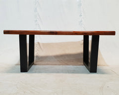 Solid acacia wood live edge coffee table black Industrial metal legs 122x76cm Solid acacia wood live edge coffee table black Industrial metal legs 122x76cm