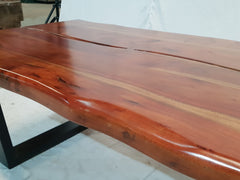Solid acacia wood live edge coffee table black Industrial metal legs 122x76cm Solid acacia wood live edge coffee table black Industrial metal legs 122x76cm
