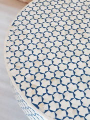 Indian Real Bone Inlay Round Handmade Coffee Table White & Blue 90 x 90 x 40 cm Indian Real Bone Inlay Round Handmade Coffee Table White & Blue 90 x 90 x 40 cm