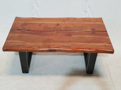 Solid acacia wood live edge coffee table black Industrial metal legs 122x76cm Solid acacia wood live edge coffee table black Industrial metal legs 122x76cm