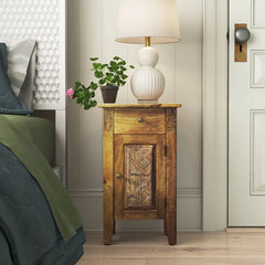 Indian Hand Carved Solid Wooden Bedside Table 58 Indian Hand Carved Solid Wooden Bedside Table 58