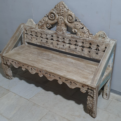 Antique Indian Hand Carved Mehrab Solid Wooden 3 Seater Daybed Antique Indian Hand Carved Mehrab Solid Wooden 3 Seater Daybed