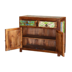 Rainbow Indian Reclaimed Wood 2 Drawer Rustic Small Buffet Cabinet Rainbow Indian Reclaimed Wood 2 Drawer Rustic Small Buffet Cabinet