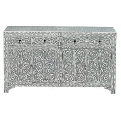 Bone Inlay Solid Wood Buffet Sideboard With 2 Top Drawer Grey Bone Inlay Solid Wood Buffet Sideboard With 2 Top Drawer Grey