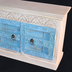 Antique Indian Old Door Sideboard Blue Antique Indian Old Door Sideboard Blue