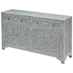 Bone Inlay Solid Wood Buffet Sideboard With 2 Top Drawer Grey Bone Inlay Solid Wood Buffet Sideboard With 2 Top Drawer Grey