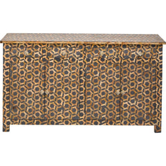 Bone Inlay Solid Wood Buffet Sideboard with 4 Top Drawers Hand Made Brown Bone Inlay Solid Wood Buffet Sideboard with 4 Top Drawers Hand Made Brown