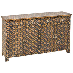 Bone Inlay Solid Wood Buffet Sideboard with 4 Top Drawers Hand Made Brown Bone Inlay Solid Wood Buffet Sideboard with 4 Top Drawers Hand Made Brown