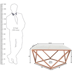 The Attic Atelier Metal and Marble Coffee Table Copper The Attic Atelier Metal and Marble Coffee Table Copper