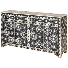 Bone Inlay Solid Wood Buffet Sideboard with 4 Top Drawers Black Bone Inlay Solid Wood Buffet Sideboard with 4 Top Drawers Black