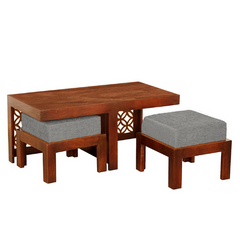 The Attic Florence Solid Wood Set of Coffee Table Teak The Attic Florence Solid Wood Set of Coffee Table Teak