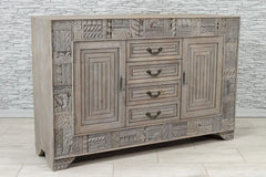 Indian Hand Carved Solid Wood 2 Door 4 Drawers Sideboard Grey 17 Indian Hand Carved Solid Wood 2 Door 4 Drawers Sideboard Grey 17