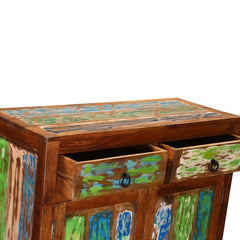 Rainbow Indian Reclaimed Wood 2 Drawer Rustic Small Buffet Cabinet Rainbow Indian Reclaimed Wood 2 Drawer Rustic Small Buffet Cabinet
