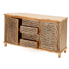 Bone Inlay Rombos Pattern 4 Drawer 2 Door Sideboard Cabinet Sepia Bone Inlay Rombos Pattern 4 Drawer 2 Door Sideboard Cabinet Sepia