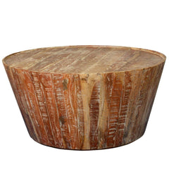 Nirvana Round Rustic Reclaimed Wood Tapered Coffee Table Natural 96x96x45Cm Nirvana Round Rustic Reclaimed Wood Tapered Coffee Table Natural 96x96x45Cm