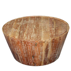 Nirvana Round Rustic Reclaimed Wood Tapered Coffee Table Natural 96x96x45Cm Nirvana Round Rustic Reclaimed Wood Tapered Coffee Table Natural 96x96x45Cm