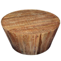 Nirvana Round Rustic Reclaimed Wood Tapered Coffee Table Natural 96x96x45Cm Nirvana Round Rustic Reclaimed Wood Tapered Coffee Table Natural 96x96x45Cm