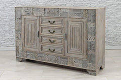 Indian Hand Carved Solid Wood 2 Door 4 Drawers Sideboard Grey 17 Indian Hand Carved Solid Wood 2 Door 4 Drawers Sideboard Grey 17