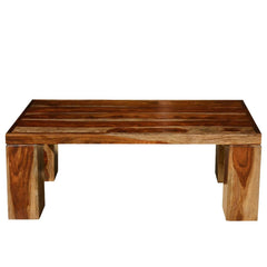Contemporary Solid Wood Coffee Table w Block Legs Contemporary Solid Wood Coffee Table w Block Legs