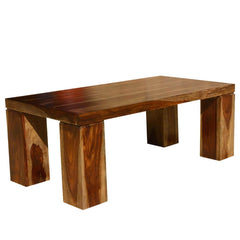 Contemporary Solid Wood Coffee Table w Block Legs Contemporary Solid Wood Coffee Table w Block Legs