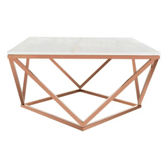 The Attic Atelier Metal and Marble Coffee Table Copper The Attic Atelier Metal and Marble Coffee Table Copper