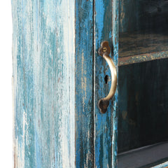 Indian Hand Carved Glass Door Solid Wood Small Cabinet D23 Indian Hand Carved Glass Door Solid Wood Small Cabinet D23
