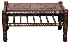 Heritage Indian Hand Carved Painted Coffee Table Brown Heritage Indian Hand Carved Painted Coffee Table Brown