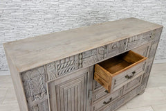 Indian Hand Carved Solid Wood 2 Door 4 Drawers Sideboard Grey 17 Indian Hand Carved Solid Wood 2 Door 4 Drawers Sideboard Grey 17