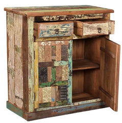 Rainbow Block Print Reclaimed Boat Wood 2 Door Sideboard Cabinet Rainbow Block Print Reclaimed Boat Wood 2 Door Sideboard Cabinet
