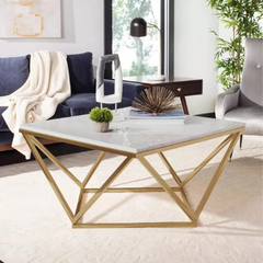 The Attic Atelier Metal and Marble Coffee Table Gold The Attic Atelier Metal and Marble Coffee Table Gold