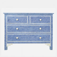Maaya Bone Inlay Chest of Drawer Sideboard Blue Maaya Bone Inlay Chest of Drawer Sideboard Blue