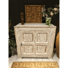 Indian Hand Carved Solid Hard Wood Single Door Cabinet D11 Indian Hand Carved Solid Hard Wood Single Door Cabinet D11